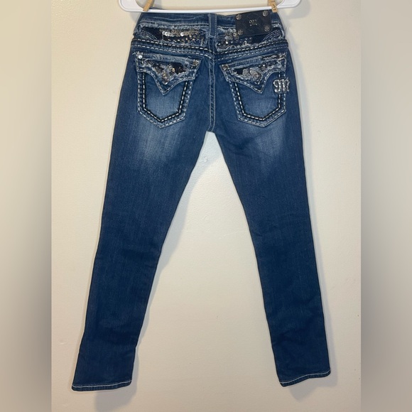 Miss Me Straight Leg Denim Jeans Big Bling Size 27 - Picture 2 of 15